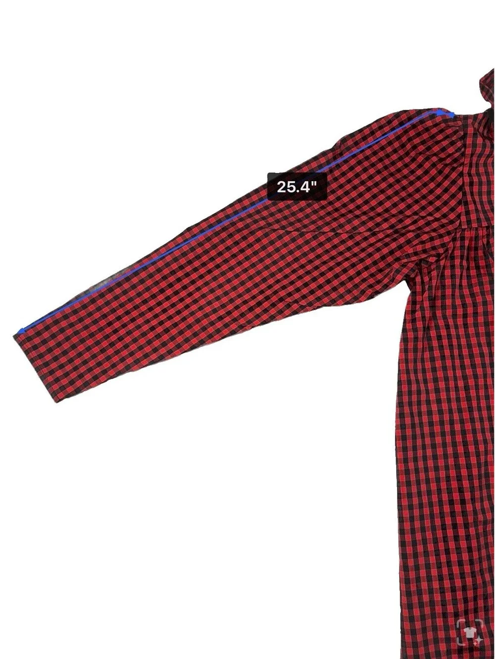 H&M Black & Red Gingham Button Front Ruffle Neck Dress Size Large Pre Owned